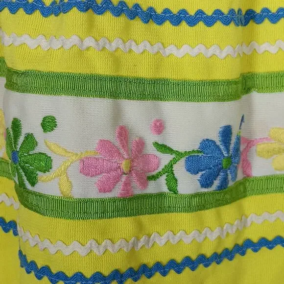 Vintage Swedish Traditional Folk Dress Size 4T Yellow and White with Floral Embr Vintage Swedish Traditional Folk Dress Size 4T Yellow and White with Floral Embr
